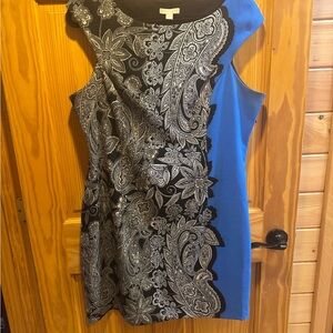 New York & Company Black and Blue Sheath Dress